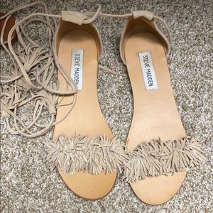 Steve Madden fringe ankle wrap sandals